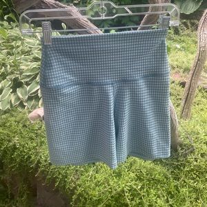 Nike blue gingham 5 inch yoga shorts
